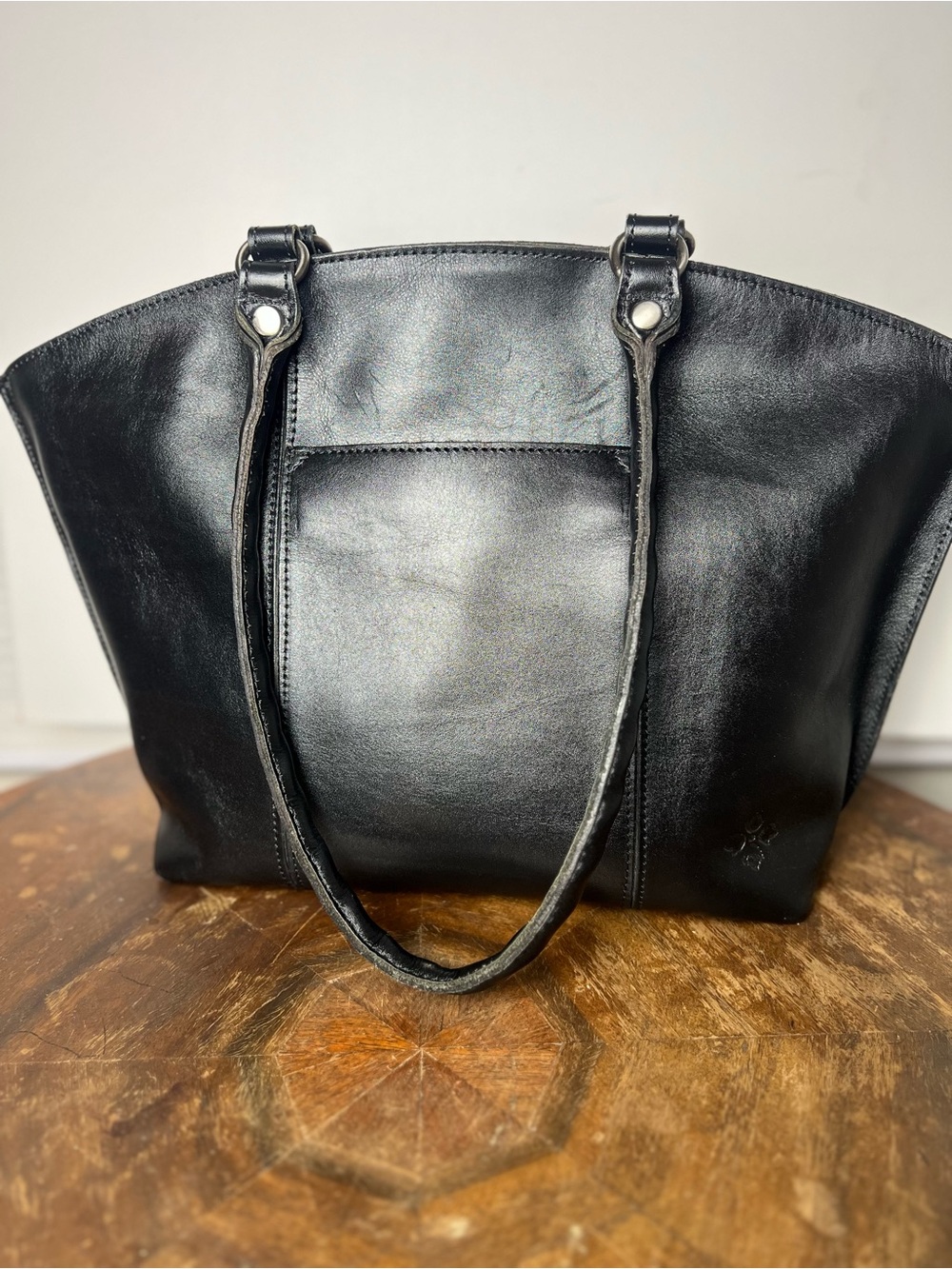 Patricia Nash Michel Dome Black Leather Shoulder Tote